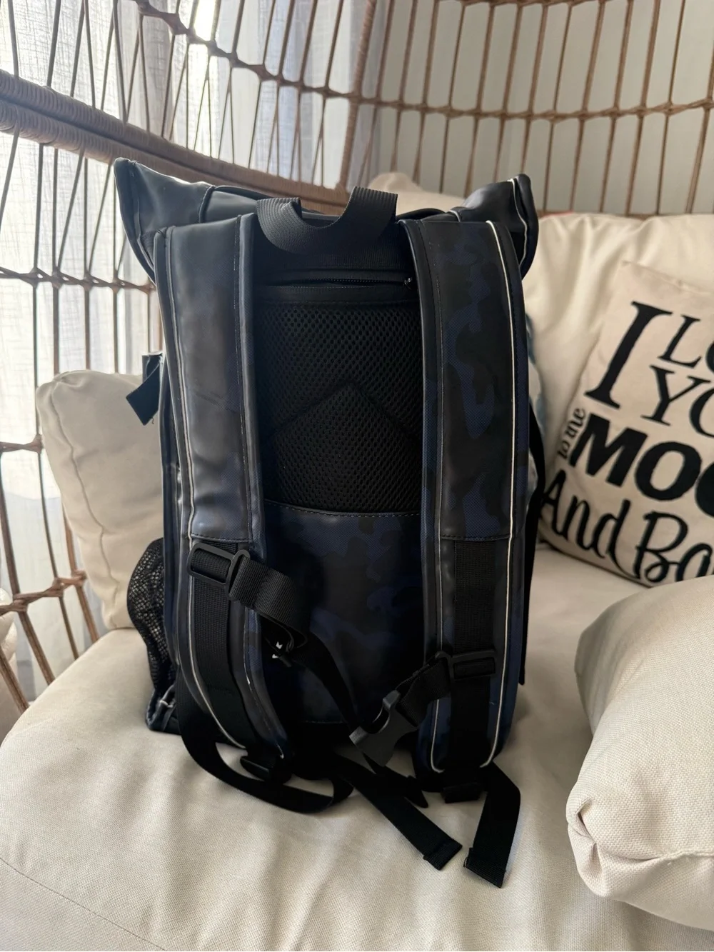 Duchamp Black & Slate Blue Camo matching Duffel and Backpack